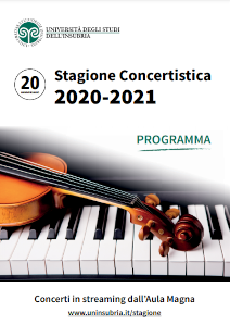 Writing Stagione concertistica 2020-2021, piano keyboard and a violin